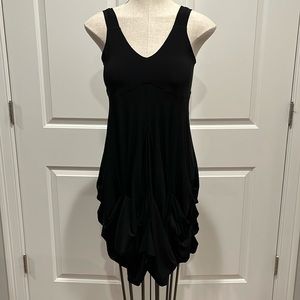 Sympli black size 6 ruched dress.